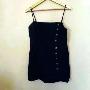 Copper Key Womens Navy Lined Sundress Buttons Spaghetti Strap Linen Blend XL